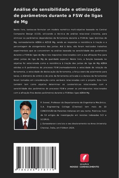 Produktbild: An&aacute;lise de sensibilidade e otimiza&ccedil;&atilde;o de par&acirc;metros durante a FSW de ligas de Mg