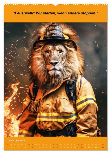Produktbild: Der tierisch lustige Feuerwehrkalender (Wandkalender 2026 DIN A2 hoch), CALVENDO Monatskalender