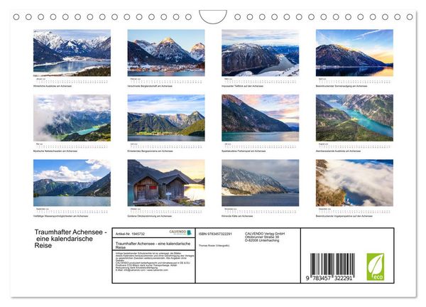 Produktbild: Traumhafter Achensee - eine kalendarische Reise (Wandkalender 2026 DIN A4 quer), CALVENDO Monatskalender