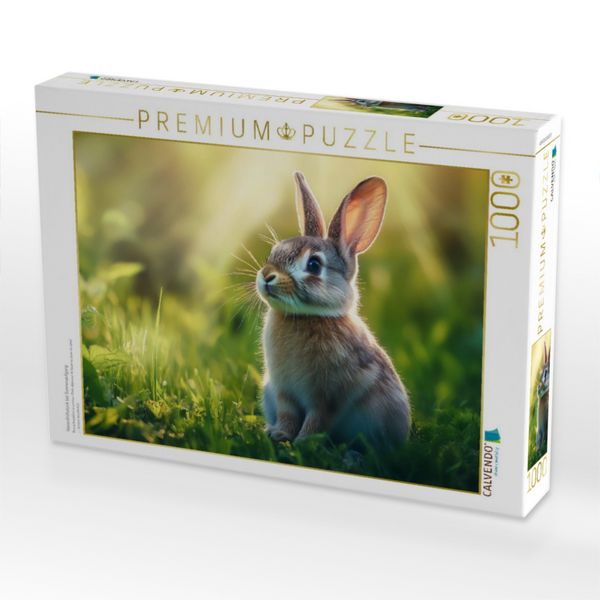 Produktbild: CALVENDO Puzzle Hasenfr&uuml;hst&uuml;ck bei Sonnenaufgang | 1000 Teile Lege-Gr&ouml;&szlig;e 64x48cm Foto-Puzzle f&uuml;r gl&uuml;ckliche Stunden