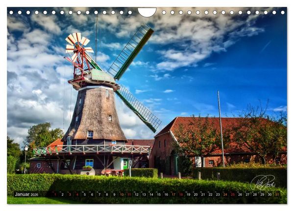 Produktbild: Friesland - Die Friesische M&uuml;hlenstra&szlig;e (Wandkalender 2026 DIN A4 quer), CALVENDO Monatskalender