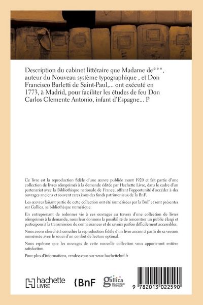 Produktbild: Description du cabinet litt&eacute;raire du Nouveau syst&egrave;me typographique