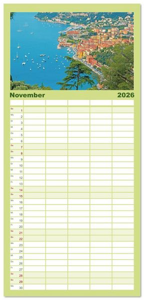 Produktbild: Familienplaner 2026 - Lebendige Cote d'Azur: Die azurblaue K&uuml;ste mit 5 Spalten (Wandkalender, 21 x 45 cm) CALVENDO
