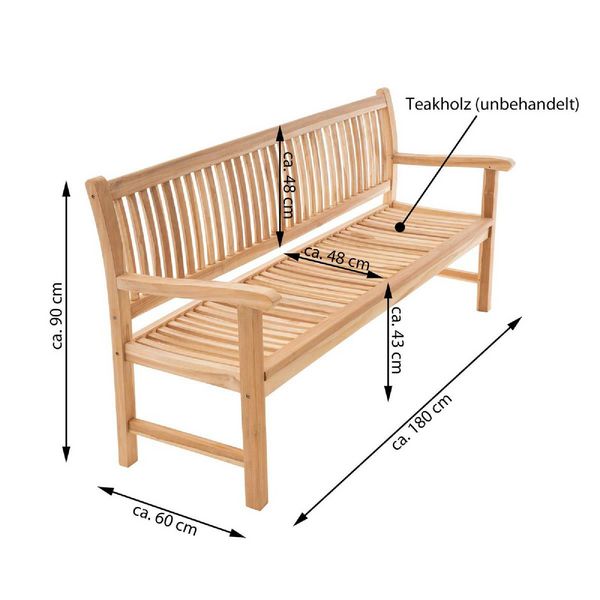 Produktbild: 4er Sitzbank Gartenbank Landhausstil Teak Holz