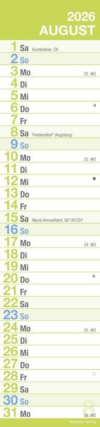 Produktbild: GROSSDRUCK Streifenplaner XL 2026 - Streifenkalender - Wandplaner - Küchen-Kalender - 15x64