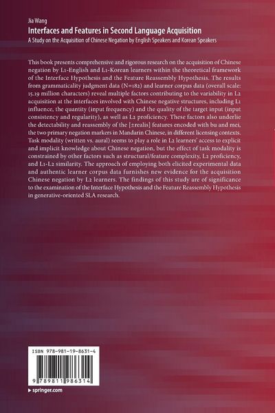 Produktbild: Interfaces and Features in Second Language Acquisition