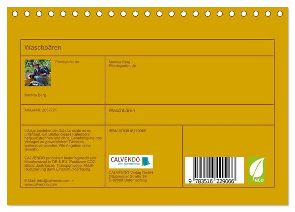 Produktbild: Waschb&auml;ren (Tischkalender 2026 DIN A5 quer), CALVENDO Monatskalender