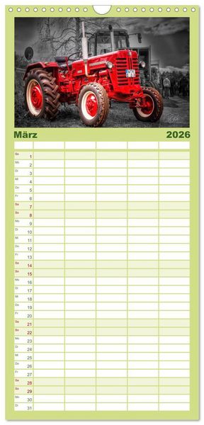 Produktbild: Familienplaner 2026 - Trecker - Oldtimer mit 5 Spalten (Wandkalender, 21 x 45 cm) CALVENDO