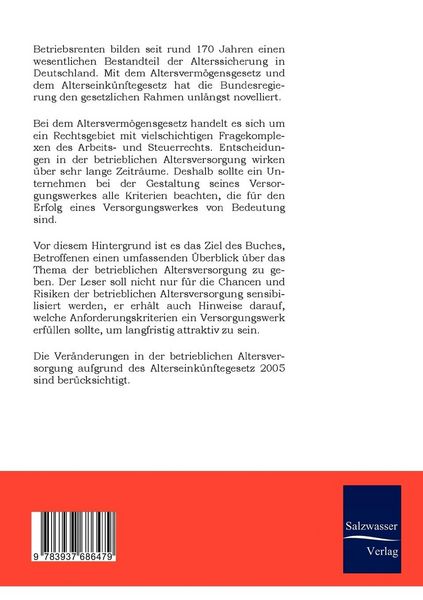 Produktbild: Die neue betriebliche Altersversorgung und ihre Auswirkung auf Versorgungswerke