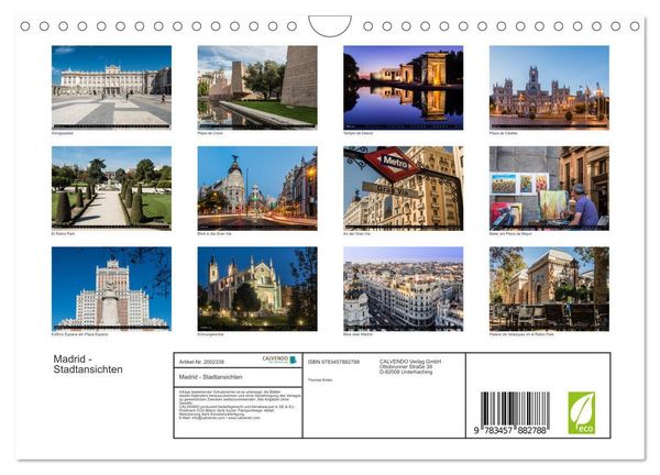 Produktbild: Madrid - Stadtansichten (Wandkalender 2026 DIN A4 quer), CALVENDO Monatskalender