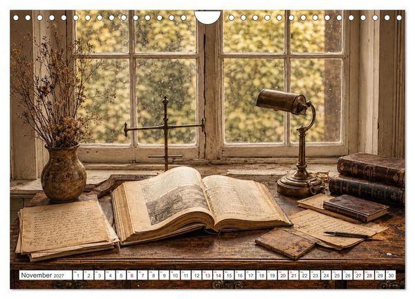 Produktbild: Zwischen Holz und Seiten - Vintage Bibliotheken (Wandkalender 2027 DIN A4 quer), CALVENDO Monatskalender