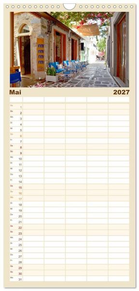 Produktbild: Familienplaner 2027 - Griechische Insel Kos mit 5 Spalten (Wandkalender, 21 x 45 cm) CALVENDO