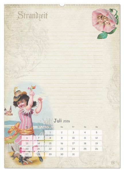 Produktbild: Nostalgie-Jahr, Motive aus alten Poesiealben (Wandkalender 2026 DIN A2 hoch), CALVENDO Monatskalender