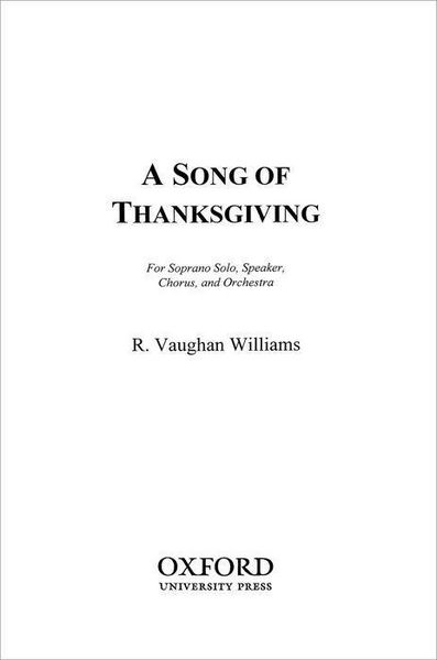 Produktbild: Vaughan Williams, R: Song of Thanksgiving