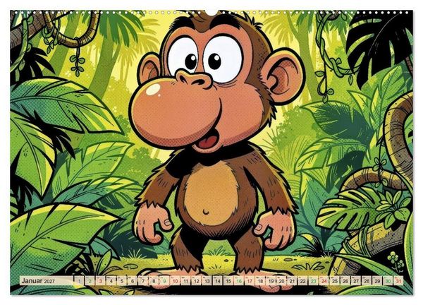 Produktbild: Lustige Nasenaffen - Comic (hochwertiger Premium Wandkalender 2027 DIN A2 quer), Kunstdruck in Hochglanz
