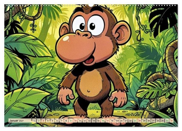 Produktbild: Lustige Nasenaffen - Comic (Wandkalender 2027 DIN A2 quer), CALVENDO Monatskalender