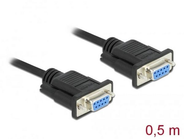 Produktbild: Delock Seriell Anschlusskabel [1x RS232-Buchse - 1x RS232-Buchse] 0.5m Schwarz