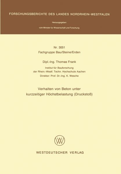 Produktbild: Verhalten von Beton unter kurzzeitiger H&ouml;chstbelastung (Drucksto&szlig;)