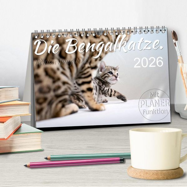 Produktbild: Die Bengalkatze. Edition Jungtiere (Tischkalender 2026 DIN A5 quer), CALVENDO Monatskalender