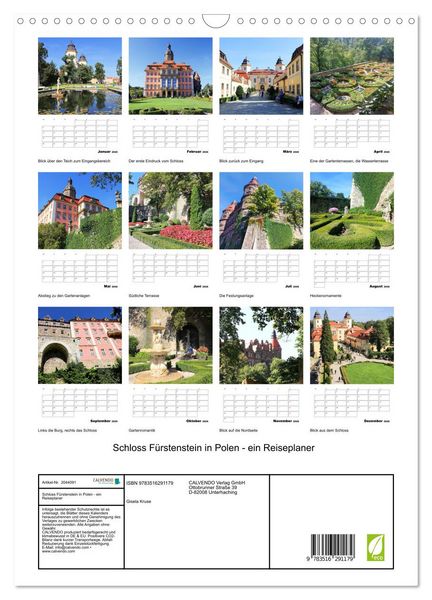 Produktbild: Schloss F&uuml;rstenstein in Polen - ein Reiseplaner (Wandkalender 2026 DIN A3 hoch), CALVENDO Monatskalender