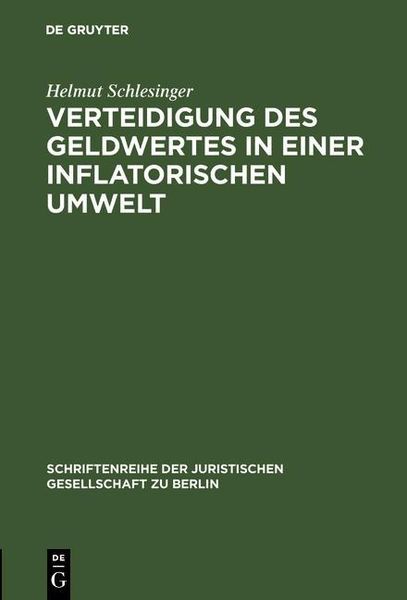 Produktbild: Verteidigung des Geldwertes in einer inflatorischen Umwelt