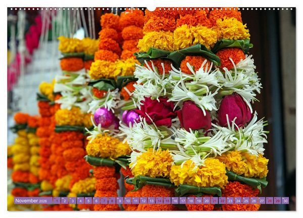 Produktbild: Asien - Farbenfrohe Blumenketten (Wandkalender 2026 DIN A2 quer), CALVENDO Monatskalender