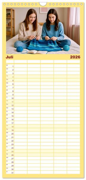 Produktbild: Familienplaner 2026 - Stricken und Wolle mit 5 Spalten (Wandkalender, 21 x 45 cm) CALVENDO