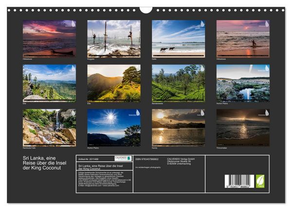 Produktbild: Sri Lanka, eine Reise &uuml;ber die Insel der King Coconut (Wandkalender 2026 DIN A3 quer), CALVENDO Monatskalender