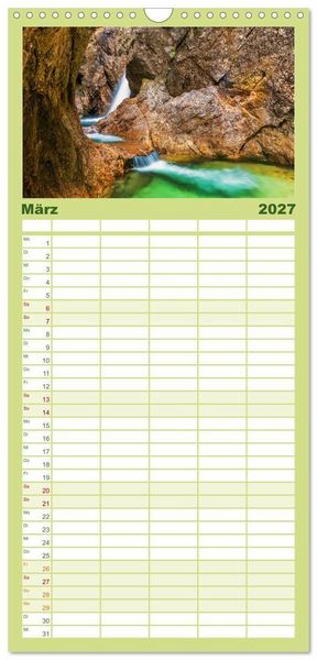 Produktbild: Familienplaner 2027 - Bayern - Seen, Berge, Landschaft mit 5 Spalten (Wandkalender, 21 x 45 cm) CALVENDO