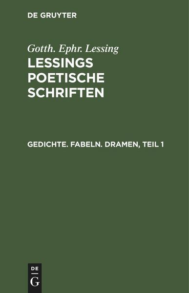 Produktbild: Gedichte. Fabeln. Dramen, Teil 1