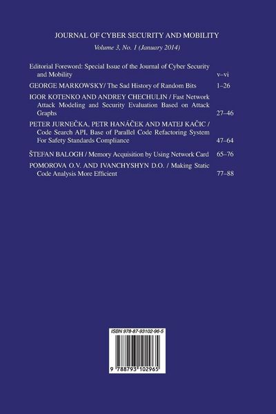 Produktbild: Journal of Cyber Security and Mobility 3-1, Special Issue on Intelligent Data Acquisition and Advanced Computing Systems