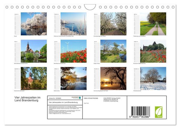 Produktbild: Vier Jahreszeiten im Land Brandenburg (Wandkalender 2026 DIN A4 quer), CALVENDO Monatskalender