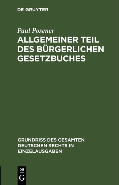 Produktbild: Allgemeiner Teil des B&uuml;rgerlichen Gesetzbuches