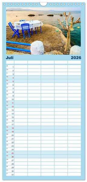 Produktbild: Familienplaner 2026 - Rhodos - eine Insel zum Verlieben mit 5 Spalten (Wandkalender, 21 x 45 cm) CALVENDO