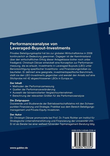 Produktbild: Performanceanalyse von Leveraged-Buyout-Investments