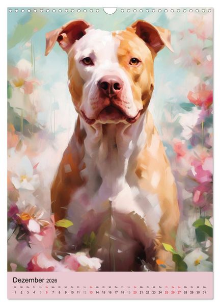 Produktbild: Pit Bull Aquarelle. Illustrationen von tollen Hunden (Wandkalender 2026 DIN A3 hoch), CALVENDO Monatskalender