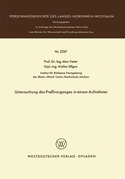 Produktbild: Untersuchung des Pre&szlig;vorganges in einem Aufnehmer