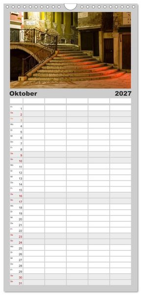 Produktbild: Familienplaner 2027 - Venedig bei Nacht mit 5 Spalten (Wandkalender, 21 x 45 cm) CALVENDO