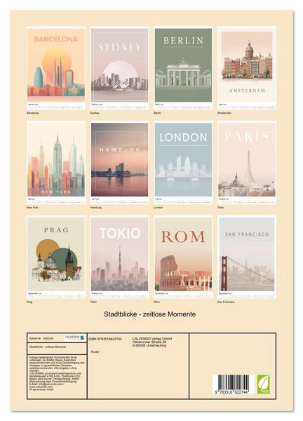 Produktbild: Stadtblicke - zeitlose Momente (hochwertiger Premium Wandkalender 2026 DIN A2 hoch), Kunstdruck in Hochglanz