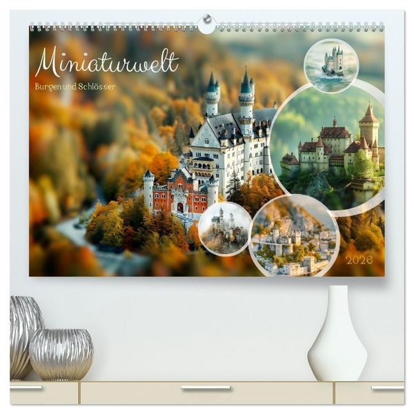Miniaturwelt Burgen und Schlösser (hochwertiger Premium Wandkalender 2026 DIN A2 quer), Kunstdruck in Hochglanz