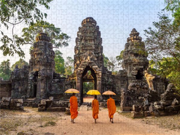Produktbild: CALVENDO Puzzle Buddhistische M&ouml;nche in Angkor - Kambodscha 1000 Teile Lege-Gr&ouml;&szlig;e 640 x 480 cm Foto-Puzzle Bild von Matteo Colombo