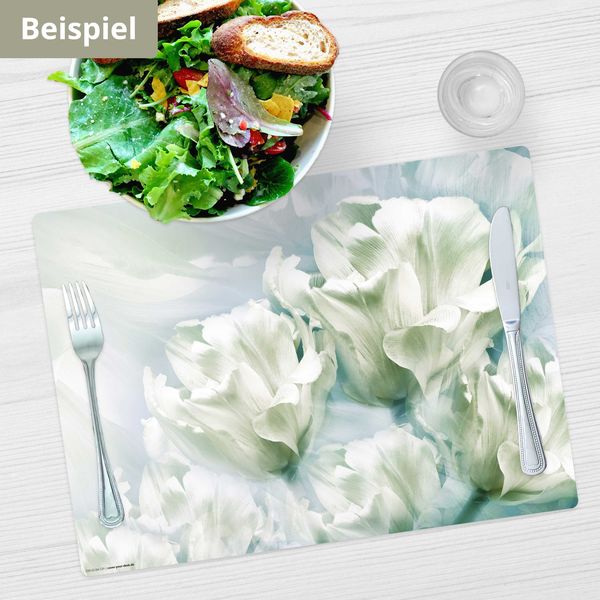 Produktbild: Tischsetmacher Tischsets Romantische wei&szlig;e Tulpen, aus hochwertigem Vinyl (4 St&uuml;ck), 44 x 32 cm
