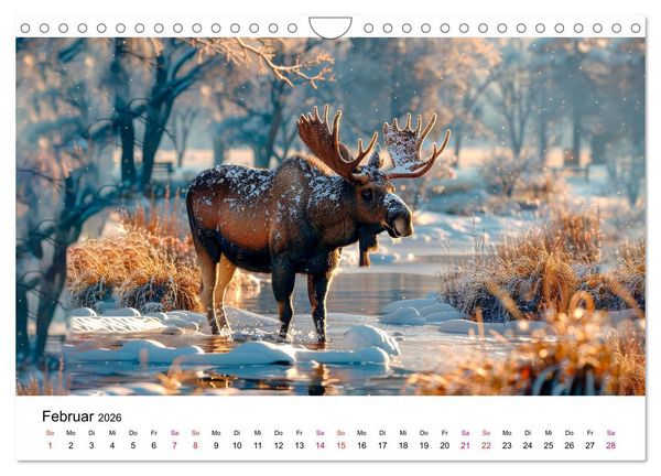 Produktbild: Elche - sch&ouml;ne Momente (Wandkalender 2026 DIN A4 quer), CALVENDO Monatskalender