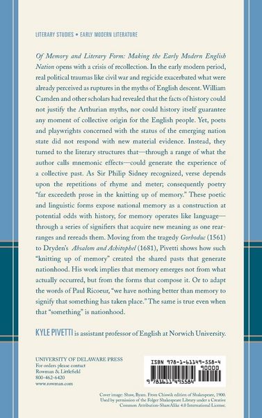 Produktbild: Of Memory and Literary Form