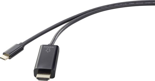 Produktbild: Renkforce USB-C&reg; / HDMI Adapterkabel USB-C&reg; Stecker, HDMI-A Stecker 3.00 m Schwarz UHD 4K @ 60 Hz RF-4531594 USB-C&reg;-Displaykabel