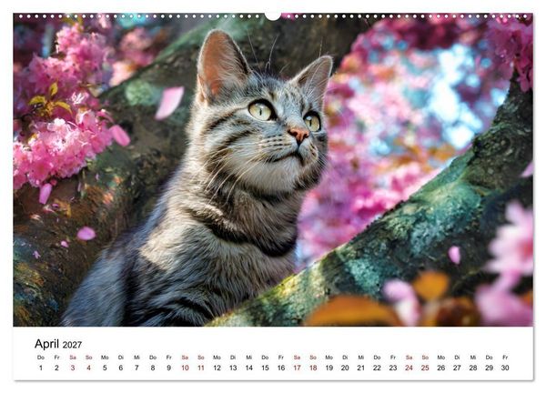 Produktbild: Schnurren & Streifen - Zw&ouml;lf Monate mit Tigerkatzen (Wandkalender 2027 DIN A2 quer), CALVENDO Monatskalender
