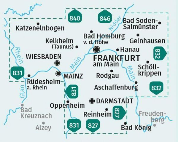 Produktbild: KOMPASS Wanderkarten-Set 828 Frankfurt u.Umgebung (2 Karten) 1:50.000