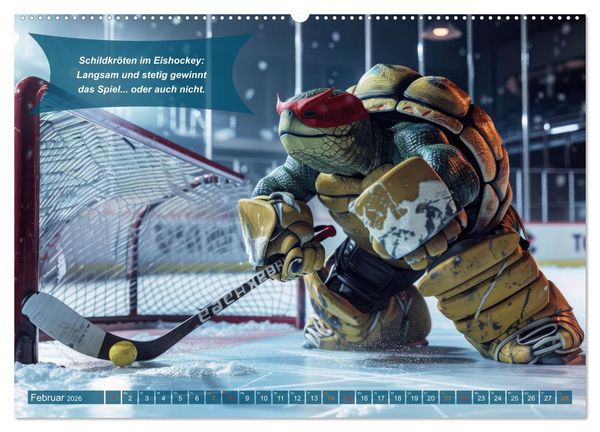 Produktbild: Der tierisch lustige Eishockey Kalender (Wandkalender 2026 DIN A2 quer), CALVENDO Monatskalender