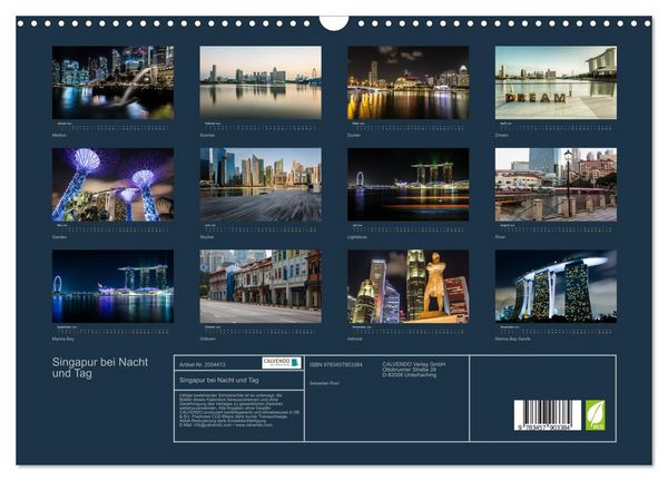 Produktbild: Singapur bei Nacht und Tag (Wandkalender 2026 DIN A3 quer), CALVENDO Monatskalender
