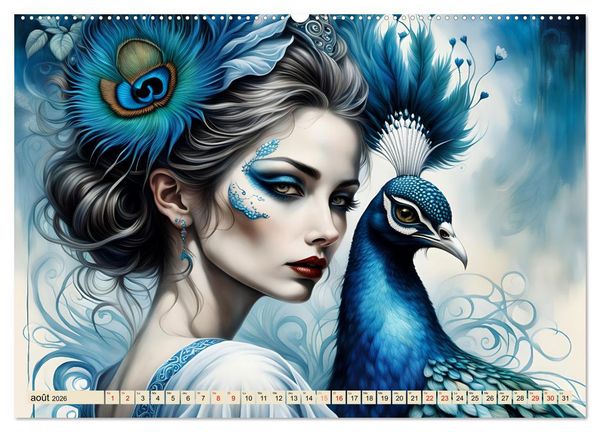 Produktbild: Les murmures des paons (Calendrier mural 2026 DIN A2 vertical), CALVENDO calendrier mensuel